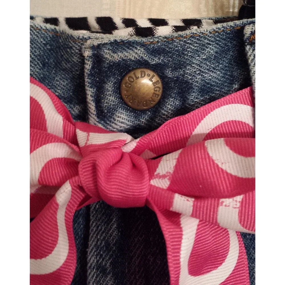REAL Blue Denim LEGENDARY GOLD Short Shorts PURSE HANDBAG SUPER COOL !! - Picture 4 of 12